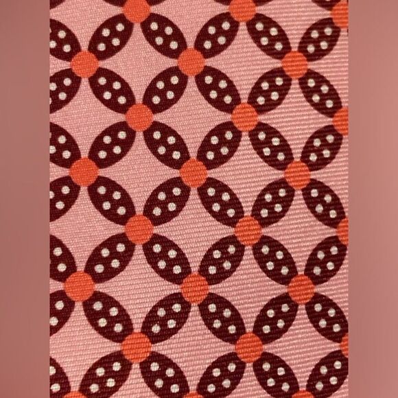 Vera Bradley For Baekgaard Men’s Tie 100% Silk Pink Red Floral Geometric - Picture 4 of 6